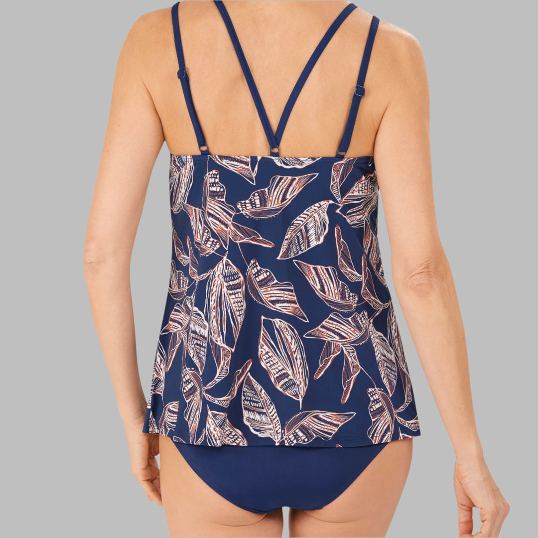 Amoena Lanzarote Pocketed Mastectomy Tankini - Indigo Blue & Amber - 71627