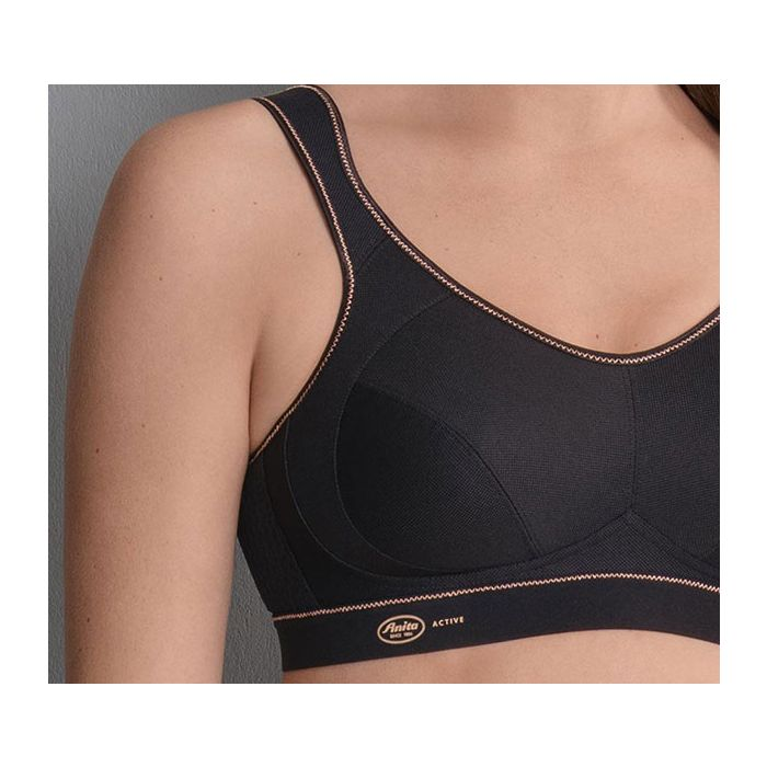 Anita Active Extreme Control High Impact (Non Pocketed) Bra - Black Shine (Black/Gold) 5527