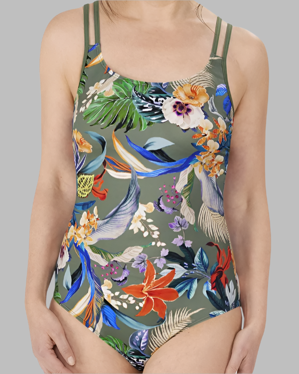 Amoena Krabi One Piece Pocketed Mastectomy Swimsuit Olive Multicoloured 71631