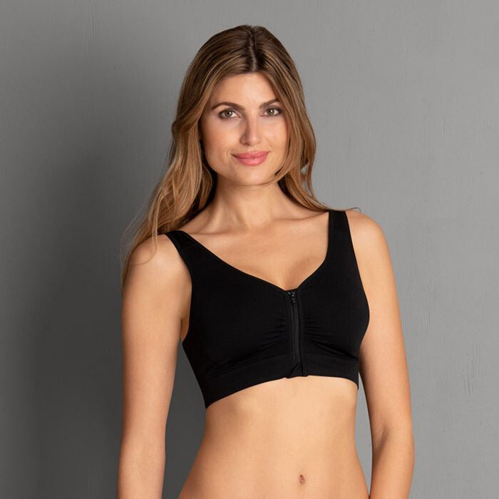 Anita Lynn Mastectomy Pocketed Bra Front Zipper - Black 5768X