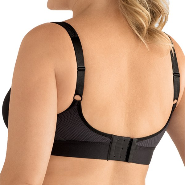 Amoena Power Sports Pocketed Mastectomy Bra - Medium Support - Black/Grey 1152