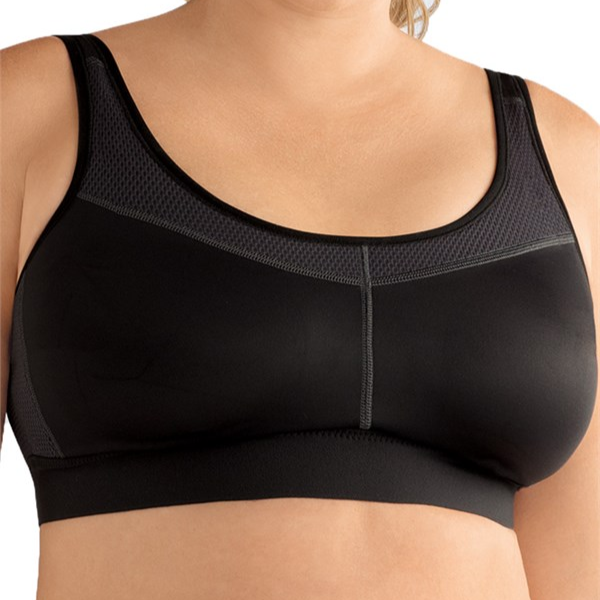 Amoena Power Sports Pocketed Mastectomy Bra - Medium Support - Black/Grey 1152