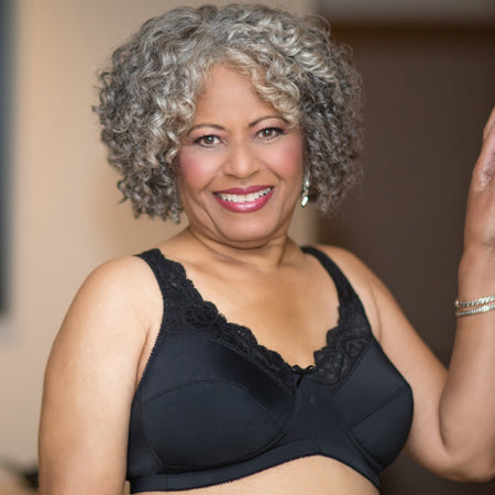 ABC Lace Front Pocketed Mastectomy Bra - Black 101