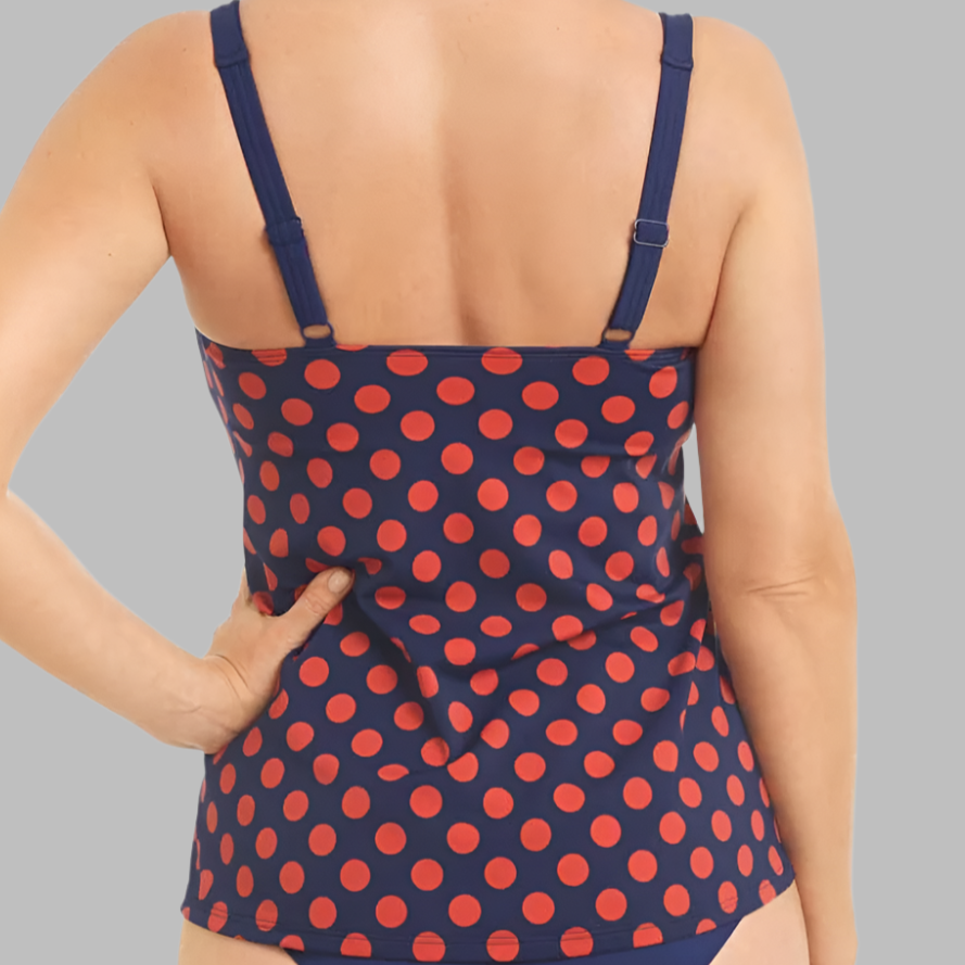 Amoena Alabama Pocketed Mastectomy Tankini - Navy/Rust 71513