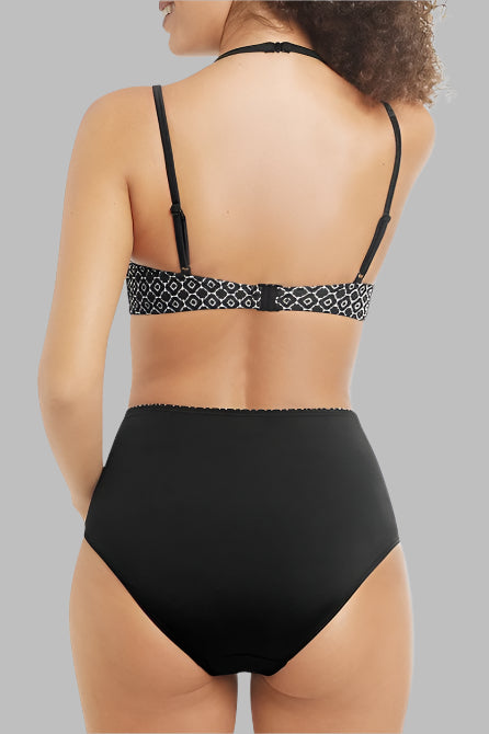 Amoena Ayon Soft Pocketed Mastectomy Bra Bikini Top - Black/White 71117