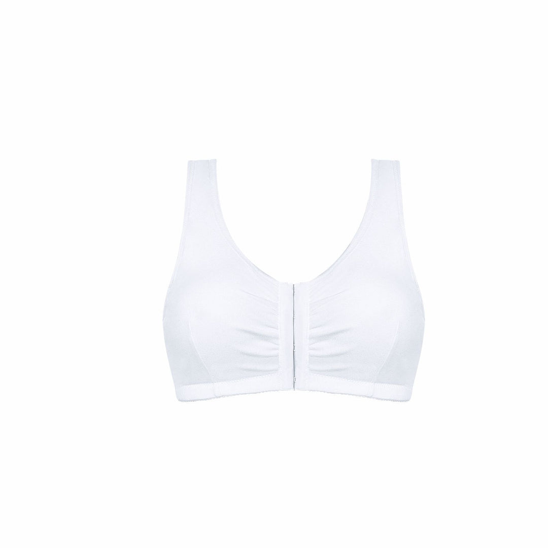 Amoena Fleur Wire Free Front Closure Pocketed Mastectomy Bra - White 44672