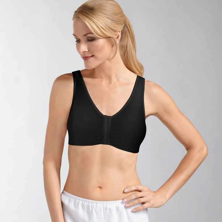 Amoena Frances Wire Free Front Closure Pocketed Mastectomy Bra - Black 2128