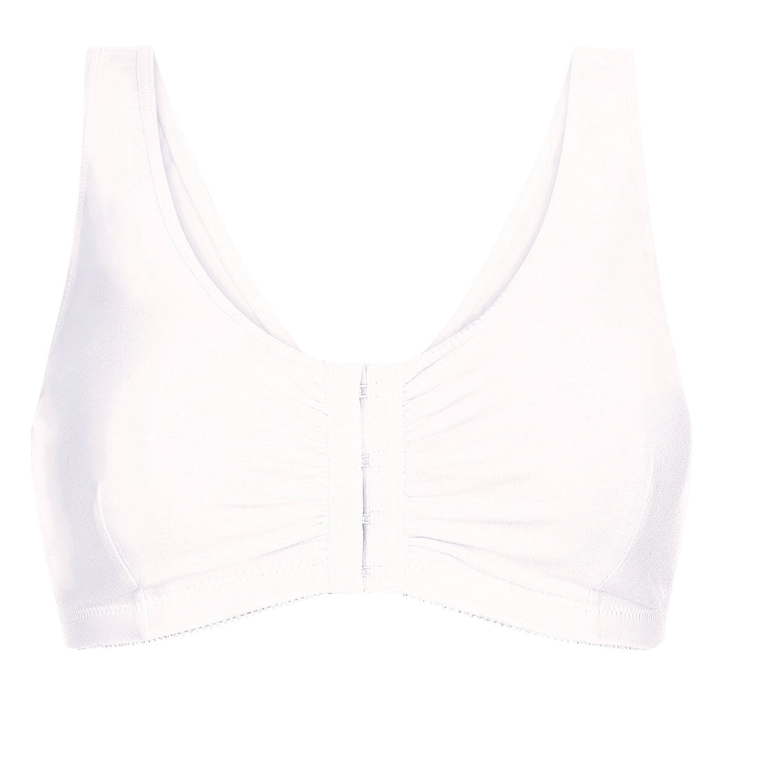 Amoena Frances Wire Free Front Closure Pocketed Mastectomy Bra - White 2128