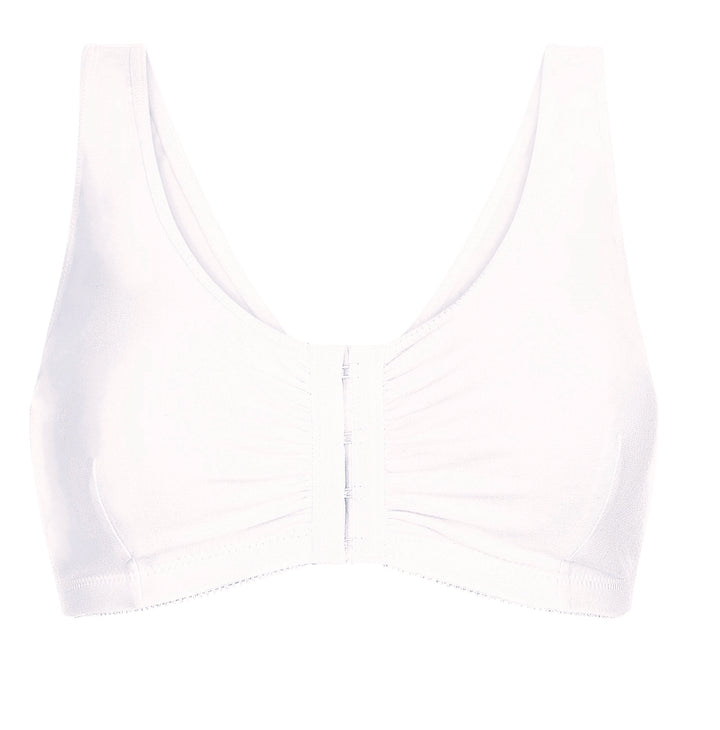 Amoena Frances Wire Free Front Closure Pocketed Mastectomy Bra - White 2128