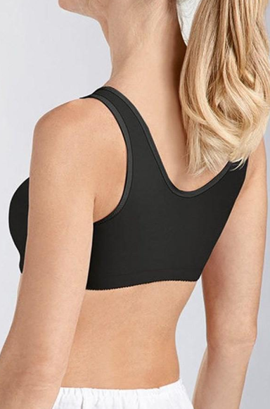 Amoena Frances Wire Free Front Closure Pocketed Mastectomy Bra - Black 2128