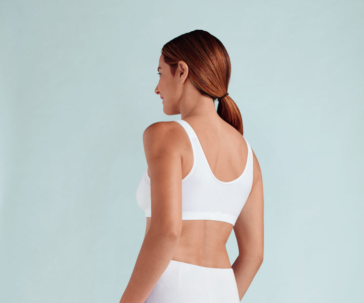 Amoena Hannah Wire free Front Closure Pocketed Mastectomy Bra - White 2160
