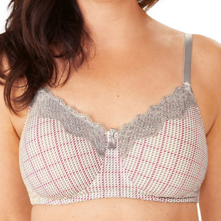 Amoena Luna Pocketed Mastectomy Padded Non Wired Bra - Grey/Multi  45027