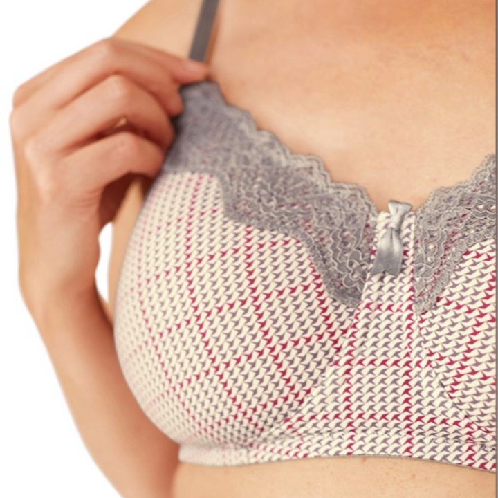 Amoena Luna Pocketed Mastectomy Padded Non Wired Bra - Grey/Multi  45027