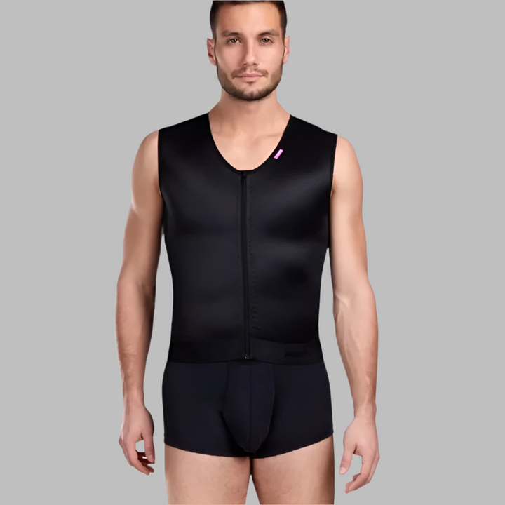 Lipoelastic MTm Comfort Male Post Surgery Compression Vest - Black