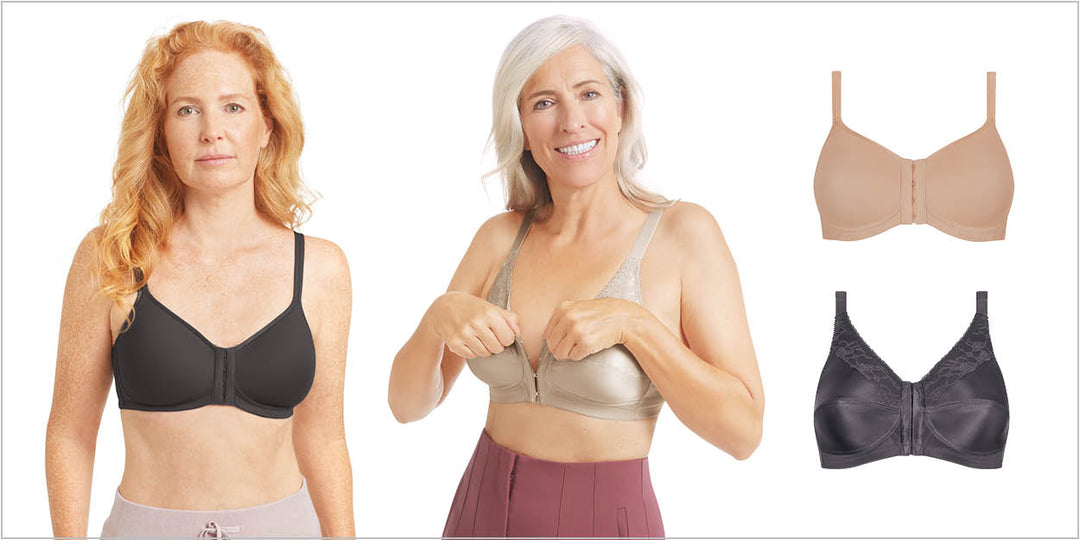 Amoena Nancy Wirefree Front Fastening Pocketed Mastectomy Bra - Light Sand 44739