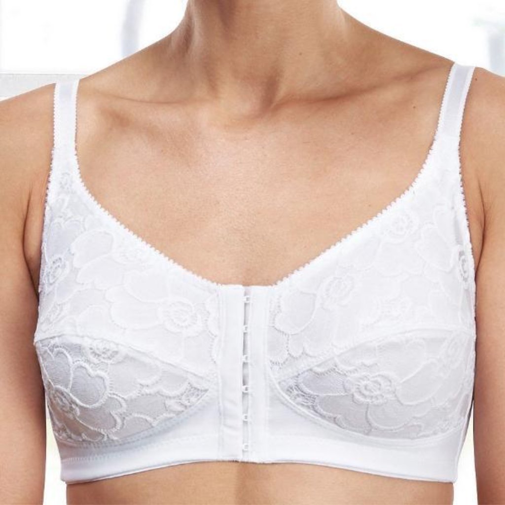 Nicola Jane Daisy Front Fastening Pocketed Bra White