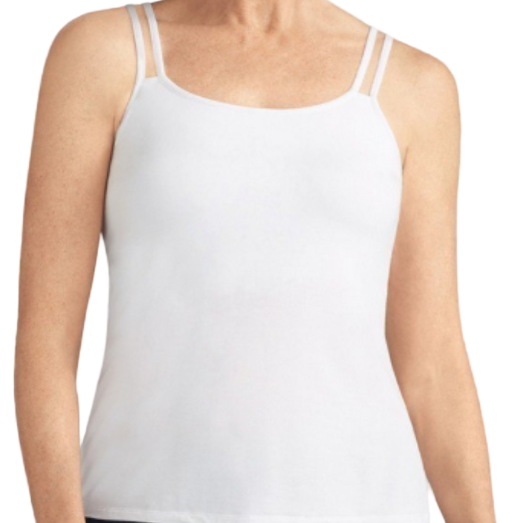 Amoena Valletta Pocketed Mastectomy Singlet/Cami - White 70230
