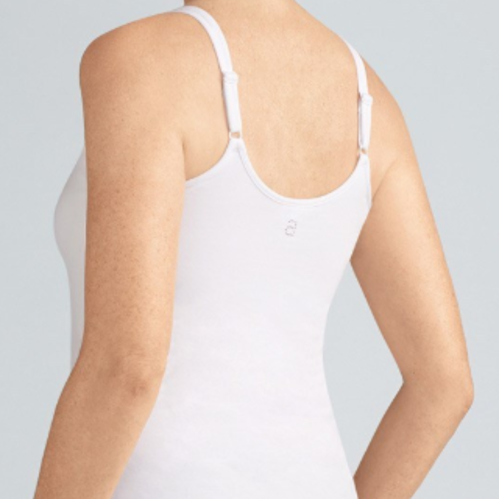 Amoena Valletta Pocketed Mastectomy Singlet/Cami - White 70230