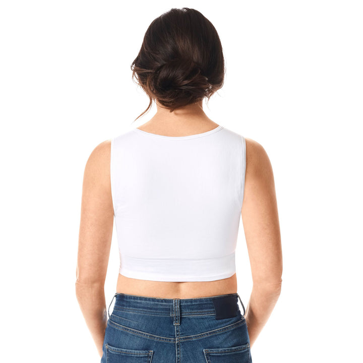 Amoena Lymph Flow Long Non-Wired Bra with Front Closure - White 44813