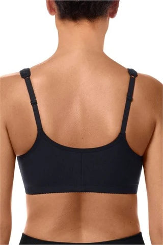 Amoena Fleur Wire Free Front Closure Pocketed Mastectomy Bra - Black 44853