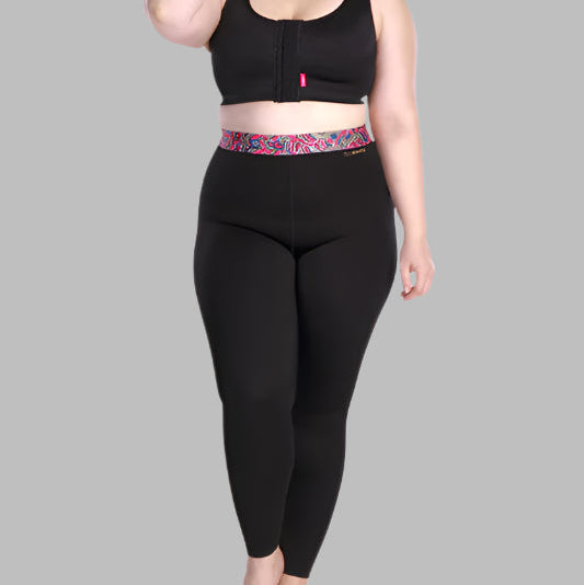 Lipoelastic Active Compression Leggings - (Black/Black Waistband)