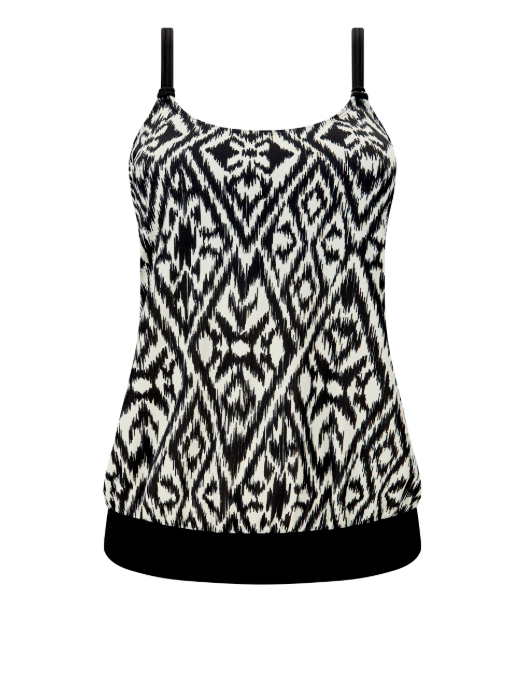 Amoena Salta Tankini Mastectomy Pocketed Swimsuit -Black/ off white 71781