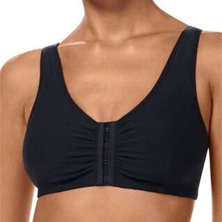 Amoena Fleur Wire Free Front Closure Pocketed Mastectomy Bra - Black 44853