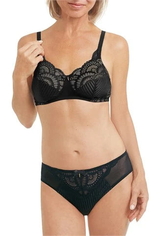 Amoena Karolina Soft Cup Non-Wired Pocketed Mastectomy Bra- Black/Sand 44763