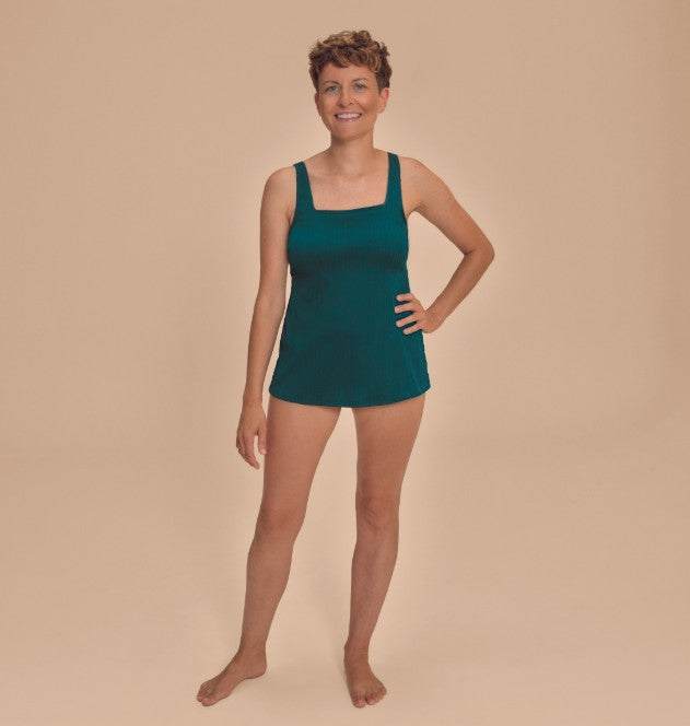 Amoena Treviso Tankini Mastectomy Pocketed Swimsuit - Emerald 71805