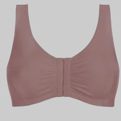 Amoena Frances Wire Free Front Closure Pocketed Mastectomy Bra - Dark Mauve 2128