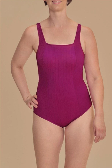 Amoena Treviso One Piece Mastectomy Pocketed Swimsuit - Berry 71802