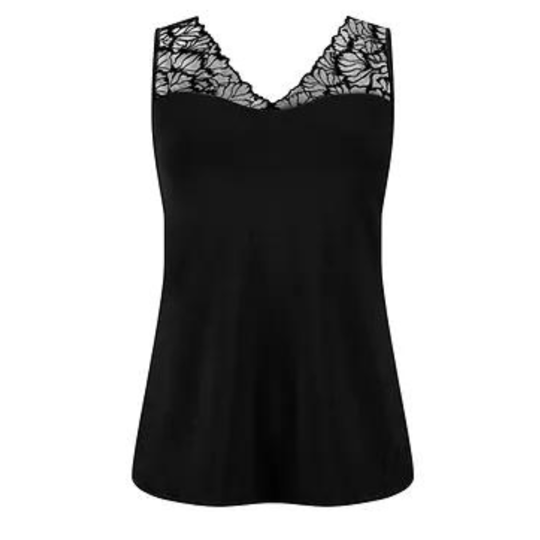 Amoena Pocketed Mastectomy Velvet Lace Top - Black 45065