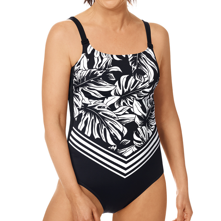 Amoena Koh Samui One Piece Pockted Mastectomy Swimsuit - Black & White 71693