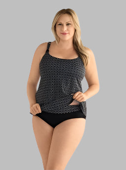 Amoena Ayon Pocketed Mastectomy Tankini - Black & White 71116