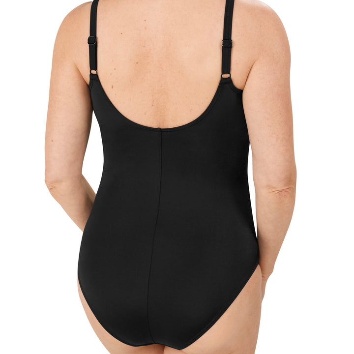 Amoena Mykonos One Piece Swimsuit - Black/White/Beige - 71608