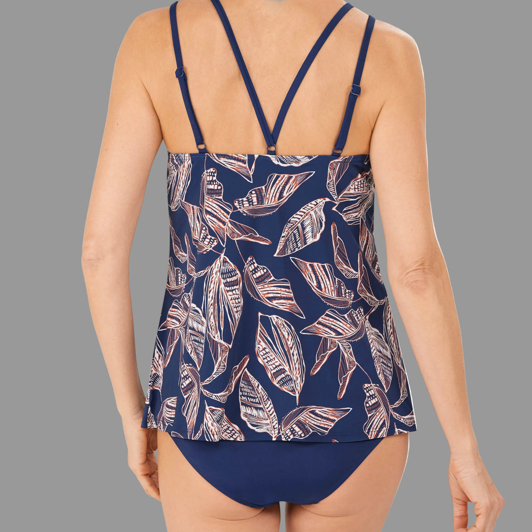 Amoena Lanzarote Pocketed Mastectomy Tankini - Indigo Blue & Amber - 71627