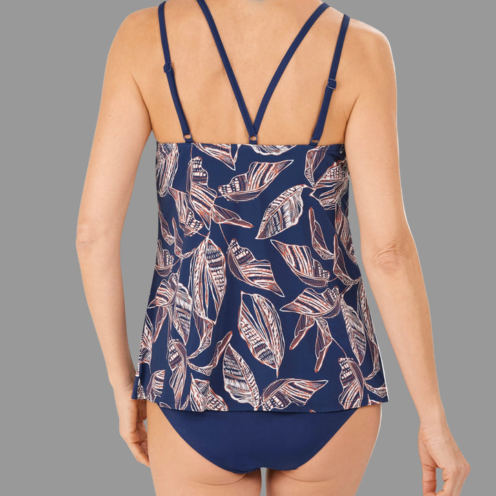 Amoena Lanzarote Pocketed Mastectomy Tankini - Indigo Blue & Amber - 71627