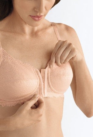 Amoena Ellen Mastectomy Non Wired Front and Rear Opening Bra - Rose Nude  44419