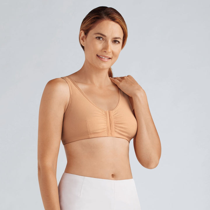 Amoena Frances Wire Free Front Closure Pocketed Mastectomy Bra - Sand 2128