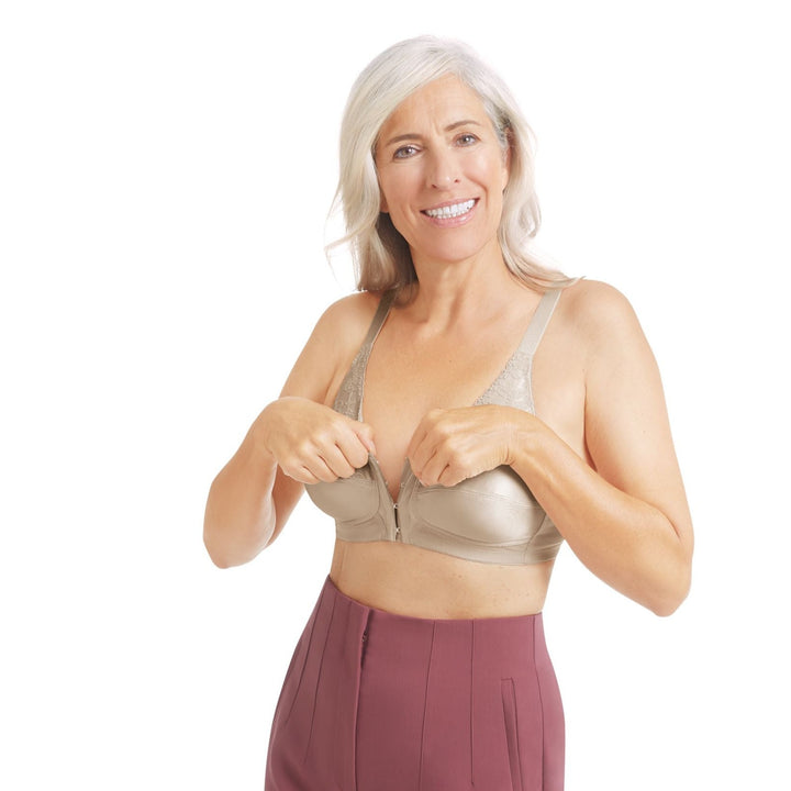 Amoena Nancy Wirefree Front Fastening Mastectomy Bra - Light Sand 44739