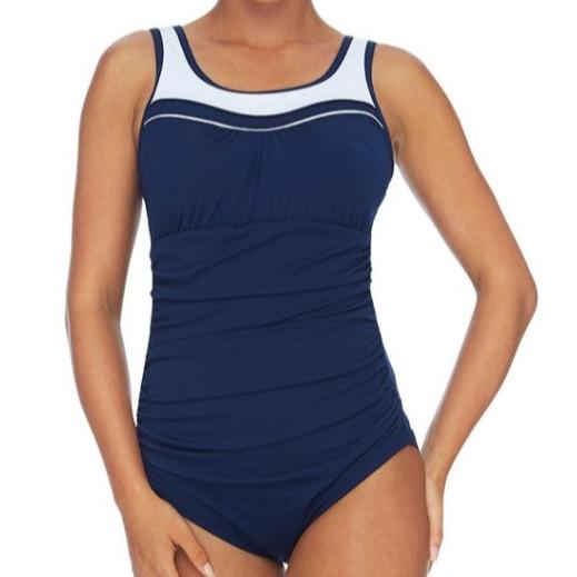 Poolproof Scoop Ruche Mastectomy Navy PO60721MAS