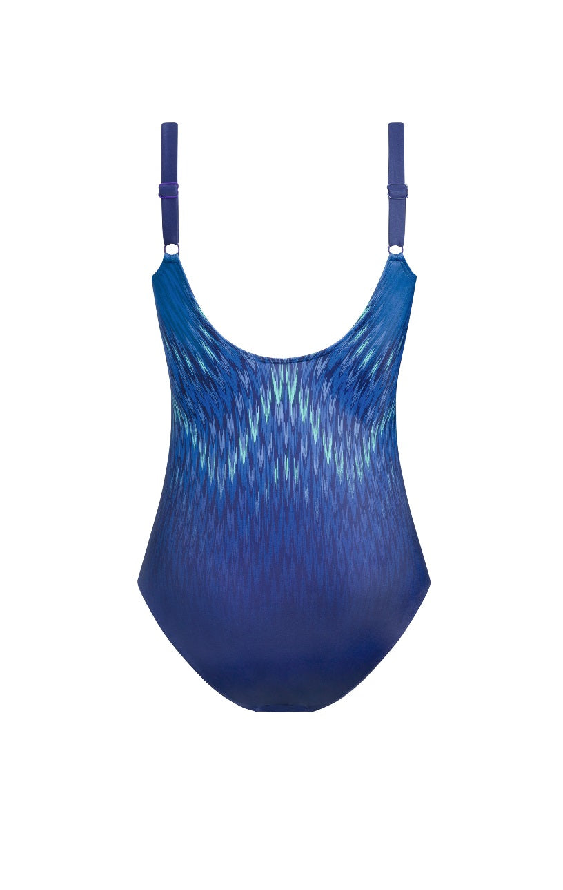 Amoena Rome One-Piece Mastectomy Swimsuit - Navy/Turquoise 71379